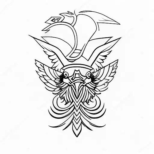 A Minimalist Tattoo Of A French Cockerel And A Polish Royal Eagle Facing Each Other