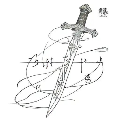 A Huge Sword Made Up Of Chinese Words