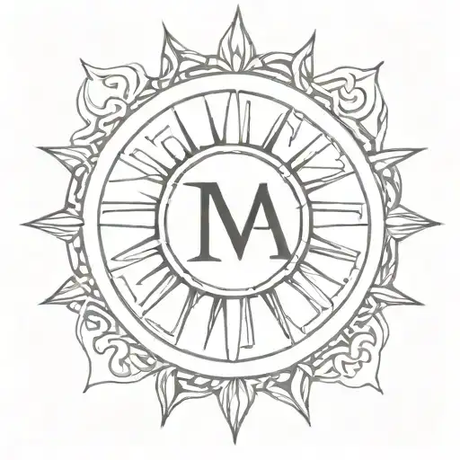 Roman Type Letters I And A Connected Though A Line In The Middle With The Sun