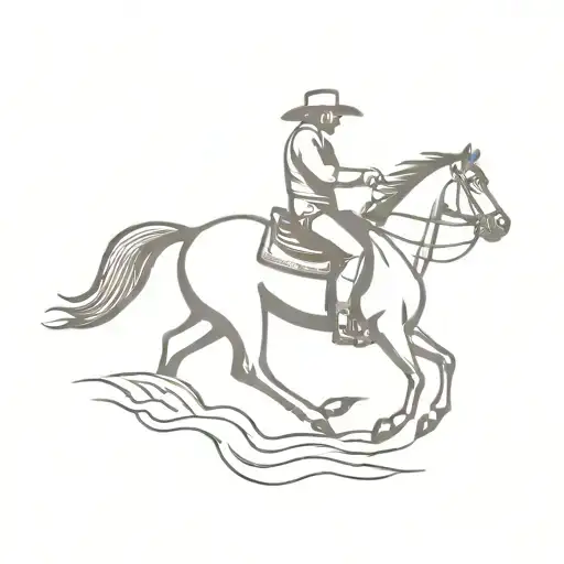 Western Cowboy Riding A Horse