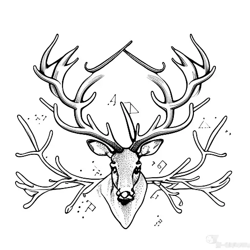 Antlers Drawn With One Line For Each Antler