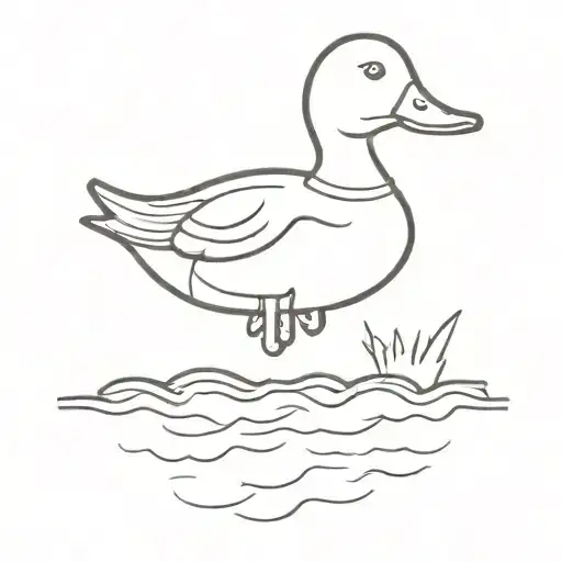 A Duck Holding A Broken In Half Submarine In Its Mouth