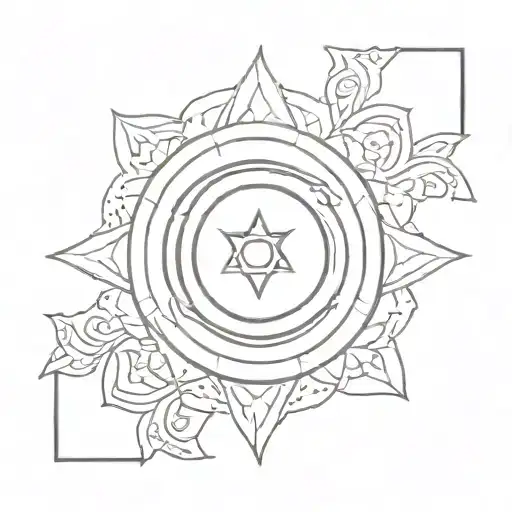 Mandala With Elements Symbolizing Darkness And Light