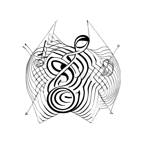 A Minimalist Tattoo Of A Music Note Intertwined With A Car Engine