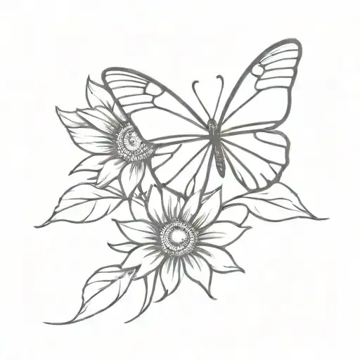 Butterfly With Sunflower