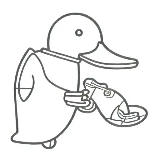 A Duck Holding A Broken In Half Submarine In Its Mouth
