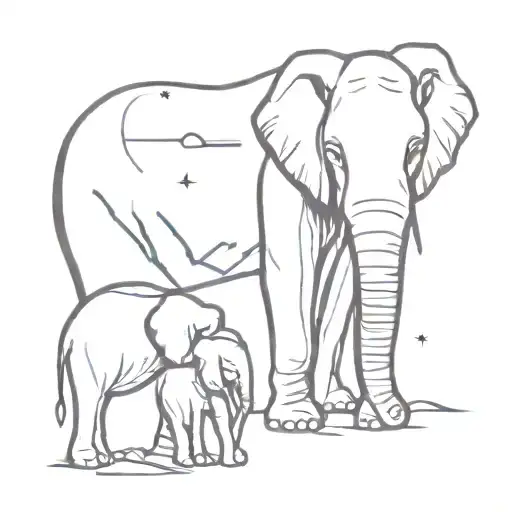 Mountains Elephants Mother Daughter