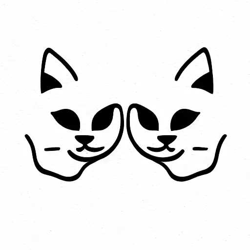 Two Cat Faces On An Infinity Symbol