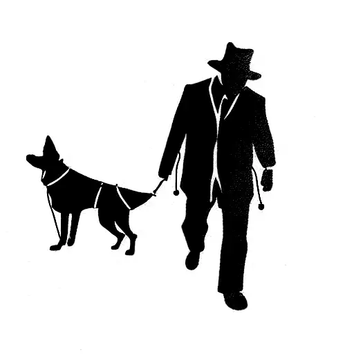 Man Side By Side Walking With German Shepherd