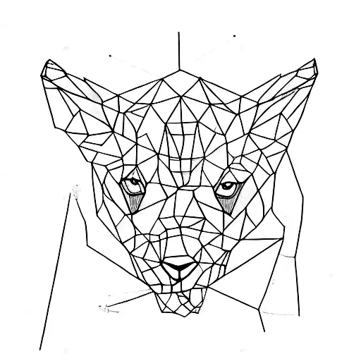 A Geometric Representation Of An Animal Made Up Of Small Patchwork Pieces