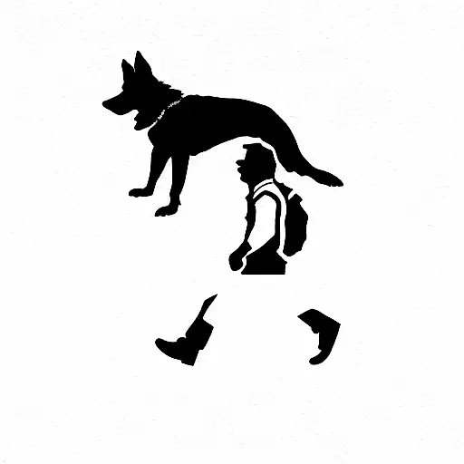 Man Walking With German Shepherd