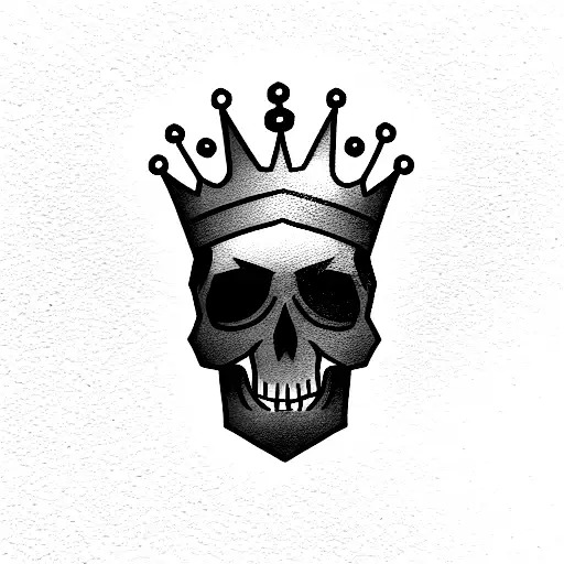 Basic And Minimal Man Skull With Crown