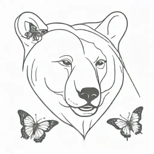 Bear Head With Butterfly Resting On Nose