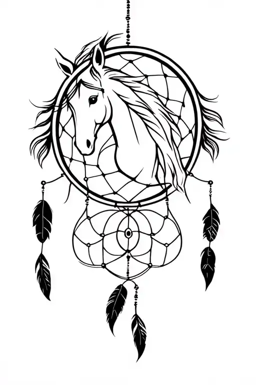 Tribal Horse With Dreamcatcher Hanging
