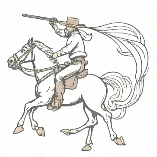 Cowboy Riding A Horse Holding A Pistol