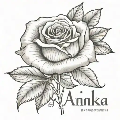Rose With The Name Annika Written With The Stem
