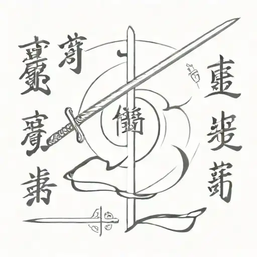 A Great Sword Made Up Of Chinese Words