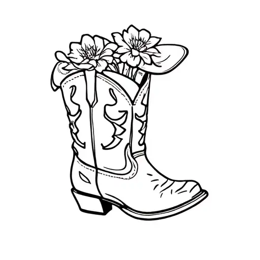 Cowboy Boot Cowboy Hat With Flower Bouquet