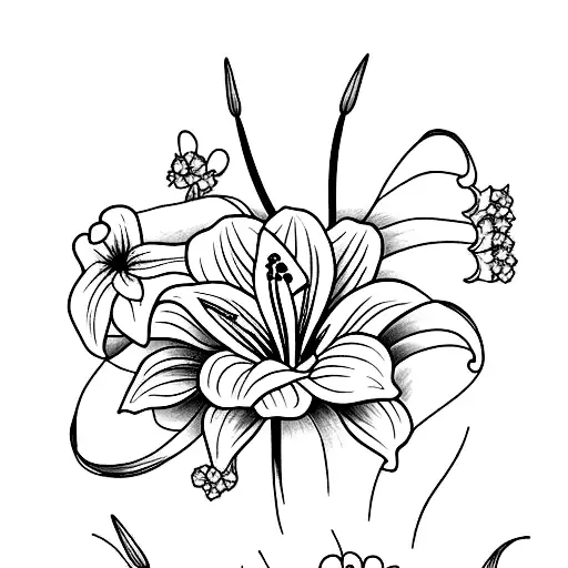 Vertical Lily And Wildflower Bouquet