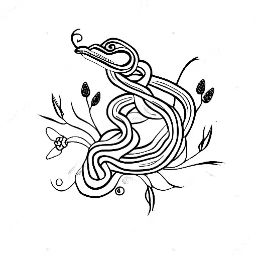 Snake With Lys Flowers