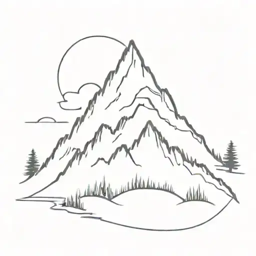 Mountain With A Small Fire Inside