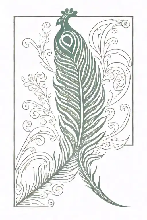 A Sleek And Elegant Peacock Feather Tattoo With A Hint Of Lord Murugan's Peacock Vel