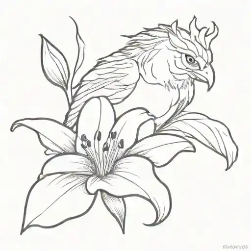 Griffin And A Lily Flower