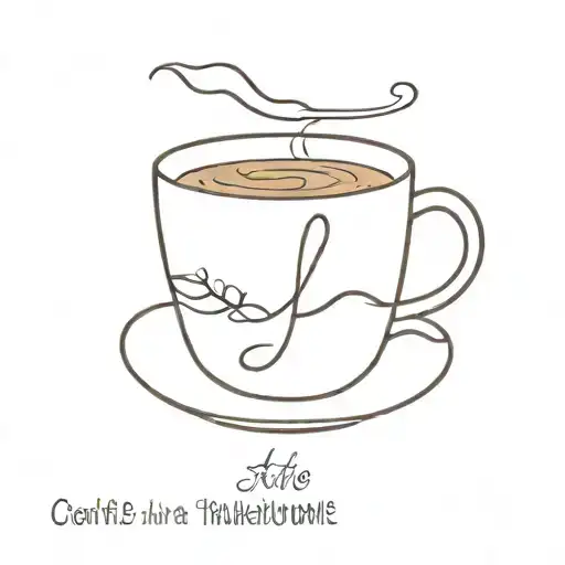 A Minimalist Tattoo Of A Coffee Cup With A Quote From A Famous Philosopher Or Writer