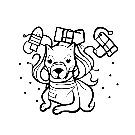 A Minimalist Tattoo Of A Dog Dressed As A Ghost Wrapped In Christmas Lights