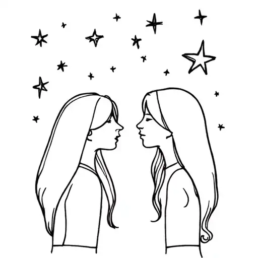 Best Friends Looking Up At The Stars