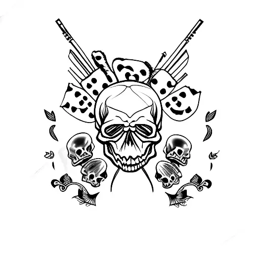 Skull With Cigarettes And Butterfly