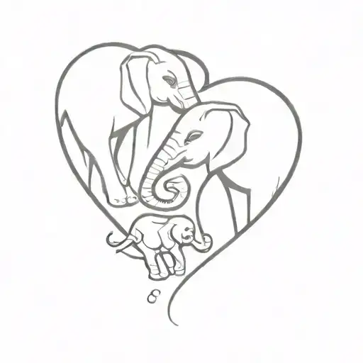 Mum And Daughter Hearts With Elephants