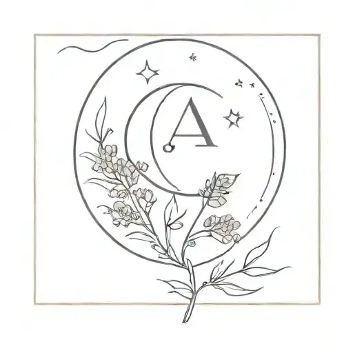 Moon And Lavender And Initial A
