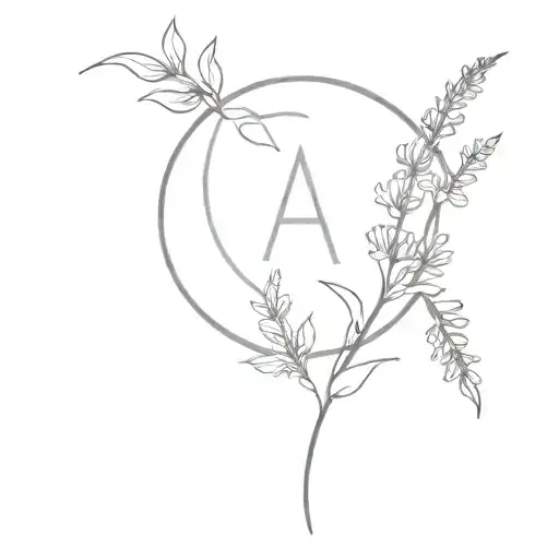 Moon And Lavender And Initial A