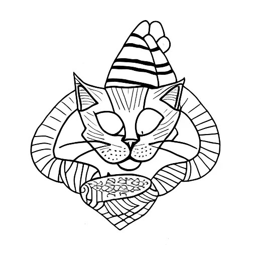 Simple Cat Tattoo With The Combination Of The Letter S