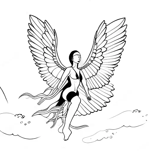 Female Angel Diving Downwards