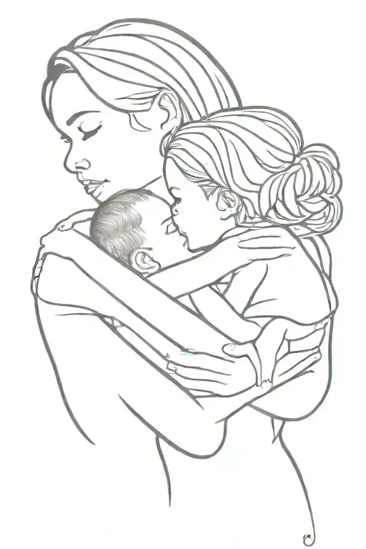 Mother Holding Infant Girl