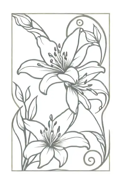 Lily Flower Intertwined With Semi Colon