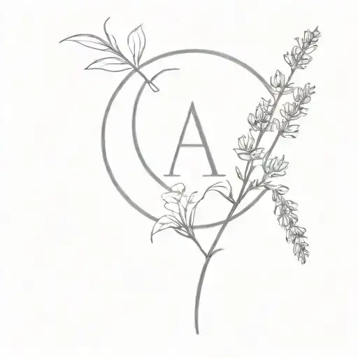 Moon And Lavender And Initial A