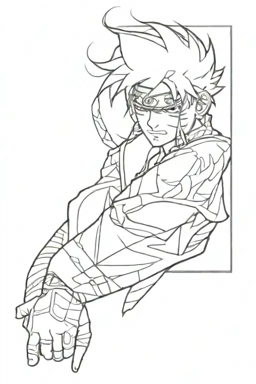 Sketch Of A Sleeve Tattoo Dark Fantasy With Elements Of Naruto Dark White