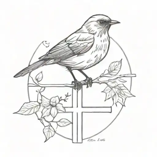 Black Silhouette Of A Robin With A Cross And 1 Corinthians 13 16