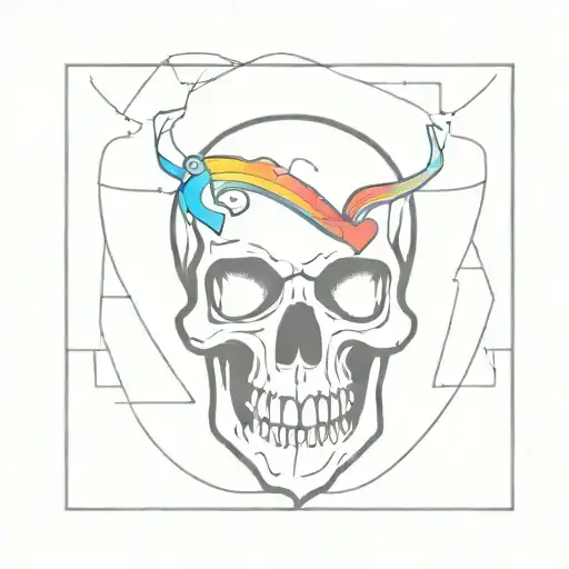 Rainbow Heart Skull