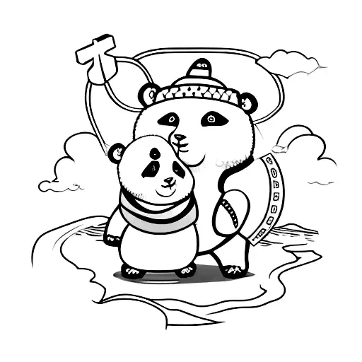 Cute Panda Hugging A Christian Cross