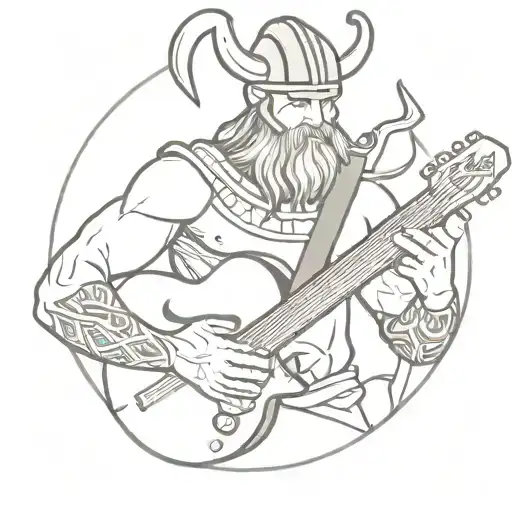 Viking Warrior Playing A Guitar