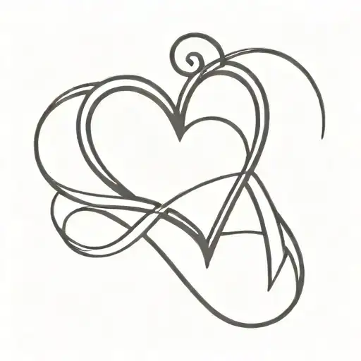 Heart Shaped With Cancer Ribbon On One Side