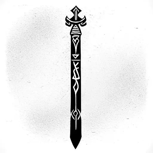 Viking Sword With Runes Engraved Down The Fuller And Runes Engraved Into The Hilt