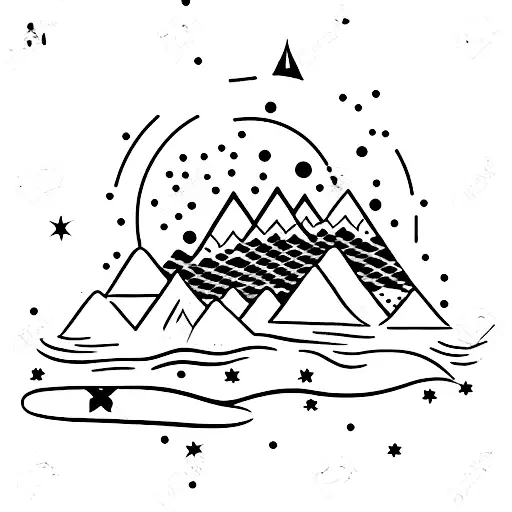 Mountain With Stars And Moon
