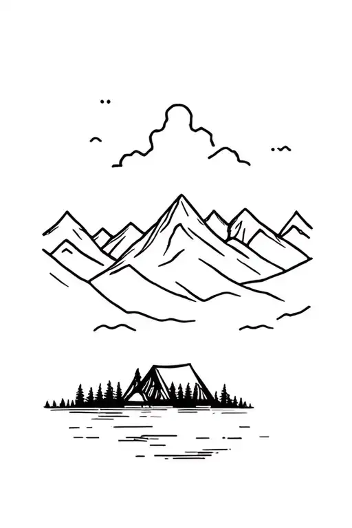 Canada Mountains Lake Camping Scene