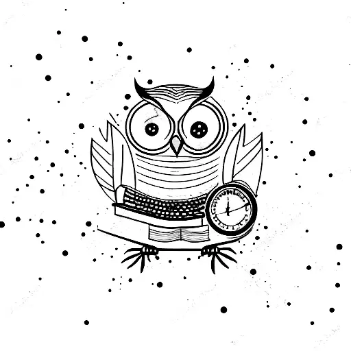 Owl Perched On A Typewriter With Ink Splatters