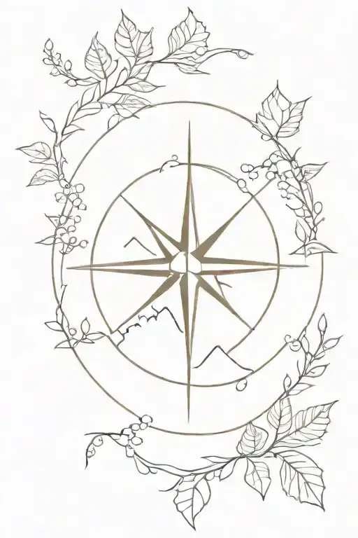 Compass Mountain Leaves Intertwined